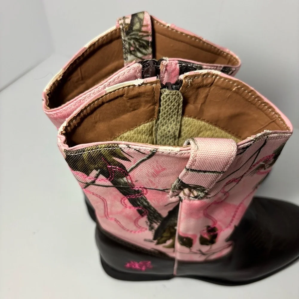 Realtree Pink Camo Cowgirl Boots, Toddler Girls Kids Camouflage Dusty Cowboy